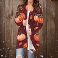 thumbnail image 1 of Cárdigan de manga larga con estampado de Halloween para mujer, chaqueta de poliéster, 1 of 6