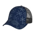 thumbnail image 6 of Lsque Snowflake Dark Blue Printed Trucker Hat - Baseball Cap for Men Women - Breathable Mesh Side, Adjustable Fit - for Casual Wear, 6 of 7
