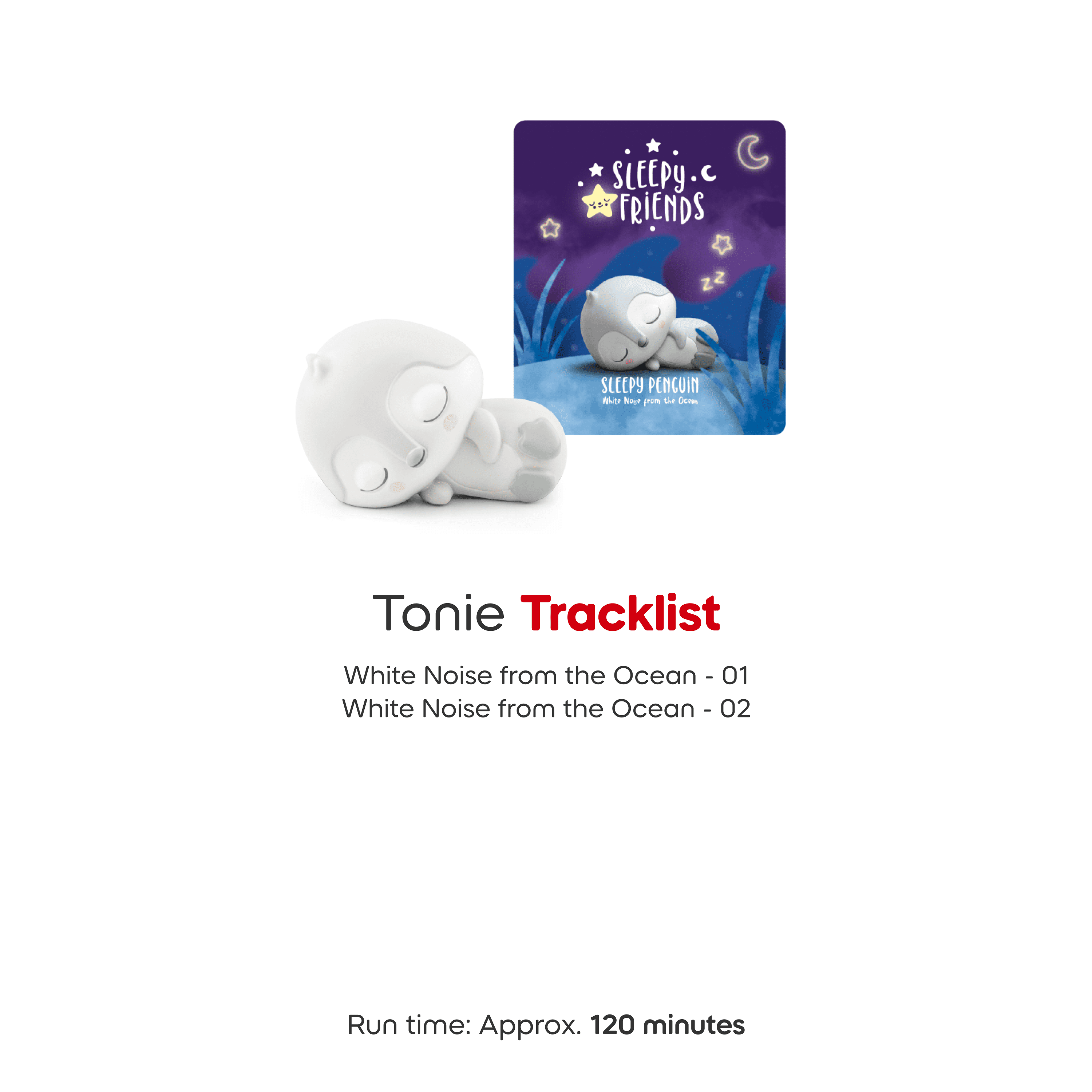 tonies Sleepy Friends: White Noise from the Ocean with Sleepy Penguin Audio Play Figurine