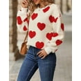 thumbnail image 3 of Sweaters for Women Valentine's Day Heart Printed Pullover Sweaters Warm Fuzzy Crewneck Sweaters Shermie, 3 of 6