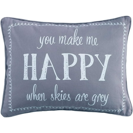 UPC: 0190945085160 | Levtex Home – Gramercy – Decorative Pillow (14x18in.) – Happy – Grey Cream – Feather Filled