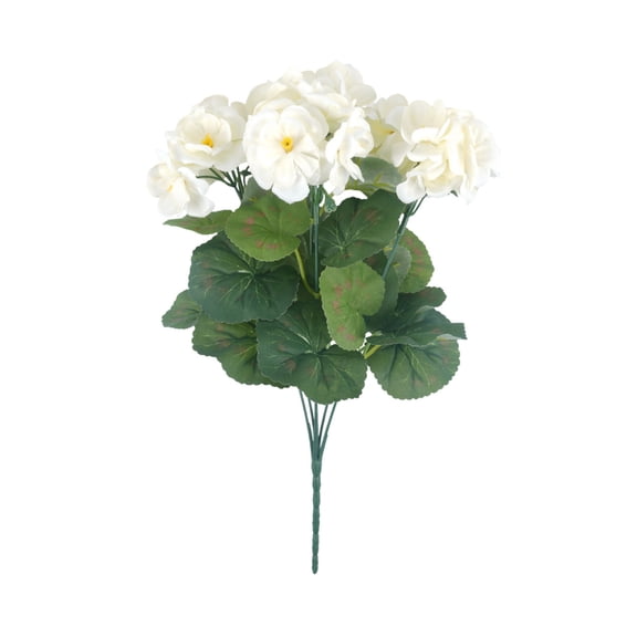 Pink Artificial Geraniums Silk Flowers - UV Resistant Geranium Bush for Outdoor/Indoor Use, Lifelike Garden for Porch, Cemetery Decor & Table Centerpieces