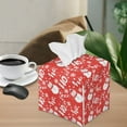 thumbnail image 4 of Renewold Red Christmas Theme Tissue Box Cover Modern Style PU Leather Tissue Box Organizer for Home Office Decorations,HO HO HO Candy Canes Facial Cube Cover, 4 of 5