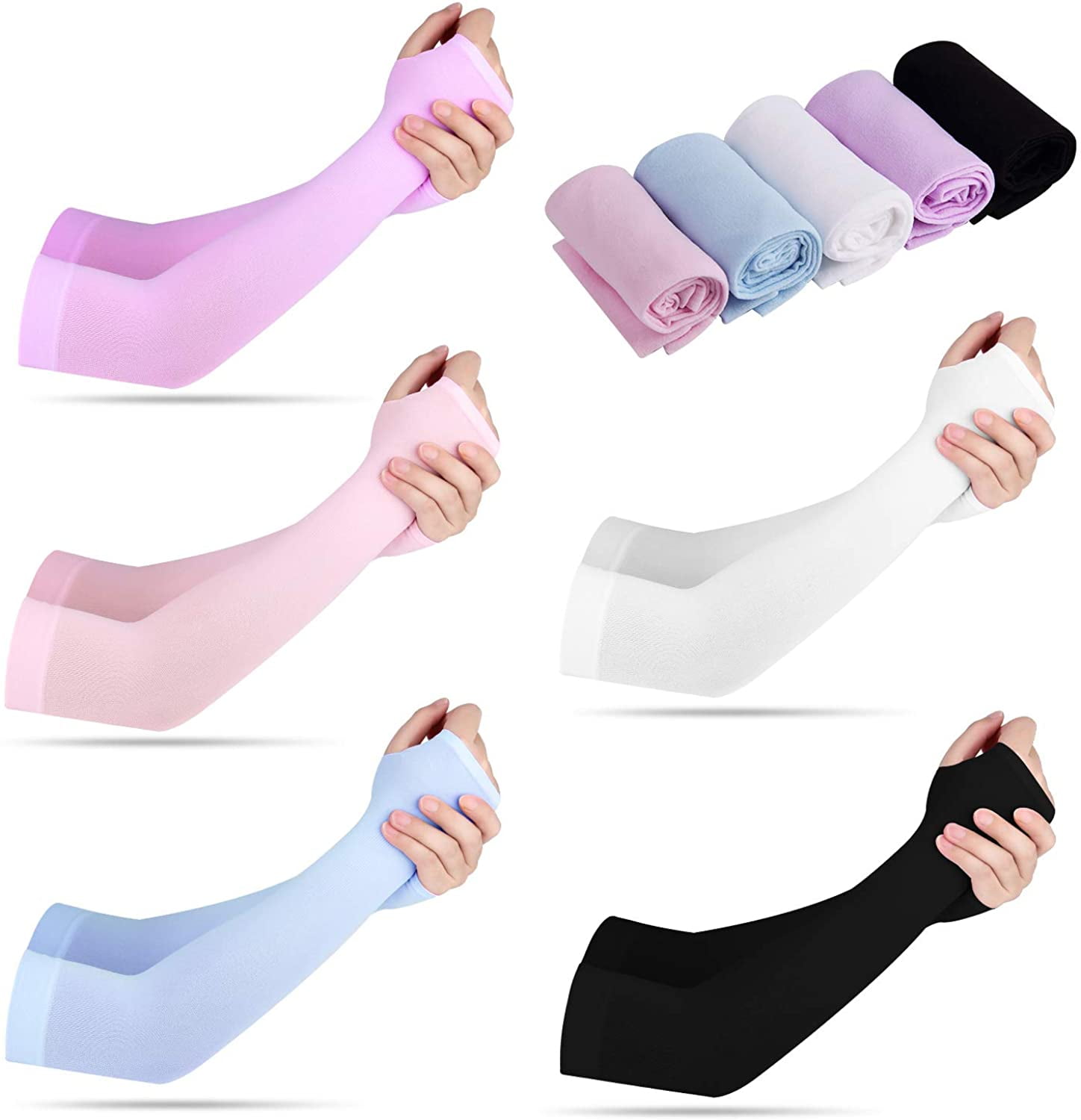 10Pairs Cooling Arm Sleeves Outdoor Sport Basketball UV Sun Protection Arm Cover 