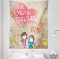 thumbnail image 1 of Love Tapestry, Man Giving Flowers to a Woman with 6 Years Together Words Adoration Theme Swirls, Fabric Wall Hanging Decor for Bedroom Living Room Dorm, 5 Sizes, Multicolor, by Ambesonne, 1 of 1