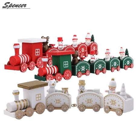 Spencer Cute Christmas Wooden Train Set Tree Ornaments Decoration Kids Gift Toy for Party Decor Red