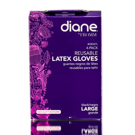 Diane Black Reusable Latex Gloves (Size : Large)