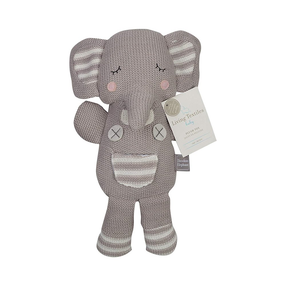 Living Textiles Grey Theodore Elephant Plush (Knit)