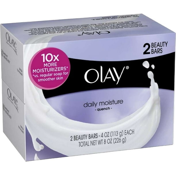 OLAY Daily Moisture Quench Beauty Bar Soap, 4 oz bars, 2 (Pack of 3