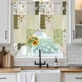 thumbnail image 6 of Spring Floral Swag Valances for Windows, Kitchen Curtains 36 Inch Length 2 Panels Set, Yellow Flowers Botanical Patchwork Grid Bohemia Short Curtains for Small Windows Cafe Curtains 28"x36", 6 of 8