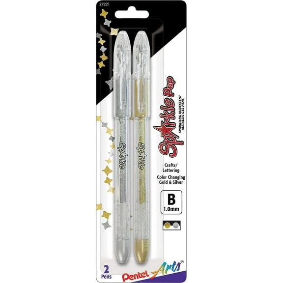 Pentel Sparkle Pop Metallic Gel Pens 1.0mm 2/Pkg-Gold & Silver Ink