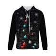 thumbnail image 5 of Sudadera con capucha para hombre, estilo casual, con cuello redondo, estampado de árbol de Navidad, manga larga, blusa de poliéster, 5 of 5