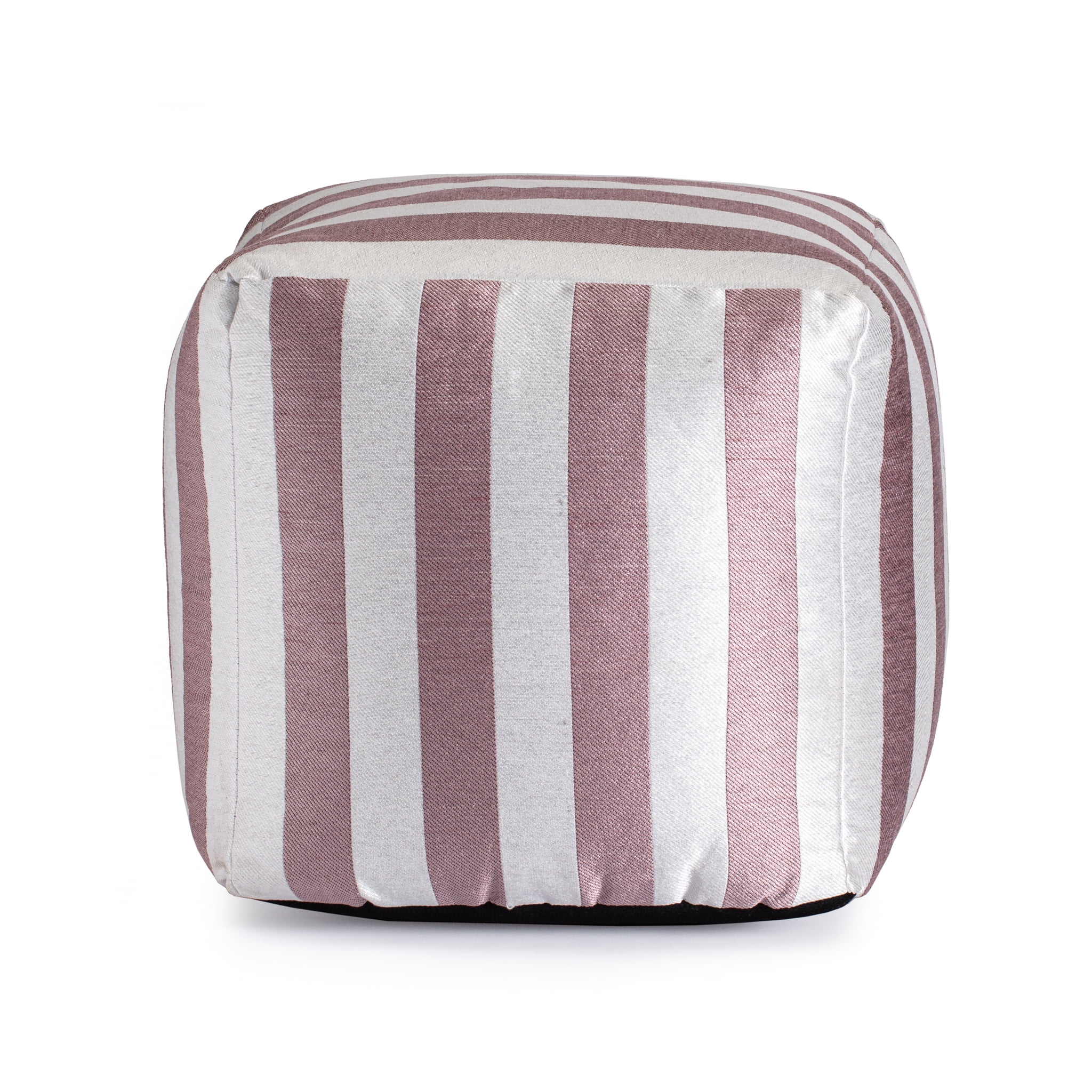 Cape May Rose 18" x 18" x 18" Pink & Ivory Pouf