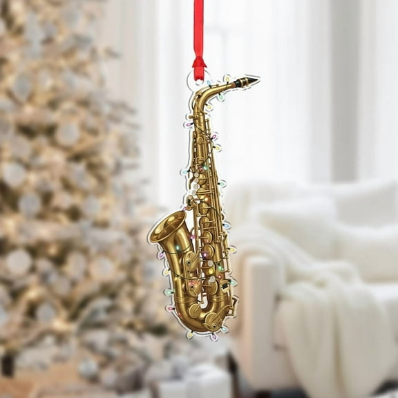 ViciArt Saxophone Christmas Ornament, Musical Instrument Design with Holiday Lights, Festive Decor