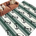 thumbnail image 2 of Rugby Sport Washable Living Room Rugs 6'x9', Vintage Dark Green White Striped Classic Abstract Low Pile Throw Large Area Rug Non-Slip Sturdy Edge Binding Carpet for Dining Room Kitchen Office, 2 of 9