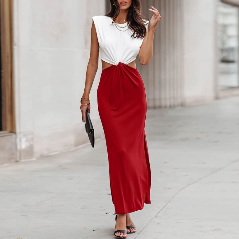 maxi bodycon dress with split Halter Sleeveless High Split Elaborate Maxi Bodycon Dress HT22060