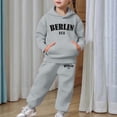 thumbnail image 6 of Kids Sweatsuit Set for Girls,2PC Long Sleeve Letter Printed Basic Hoodie Jogger Set Warm Fall Winter Clothes Girls Set 4-5 Years, 6 of 7
