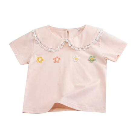 

Toddler Girls T-Shirts Kids Baby Spring Summer Print Short Sleeve Collar Tshirt Clothes For 3-4 Years