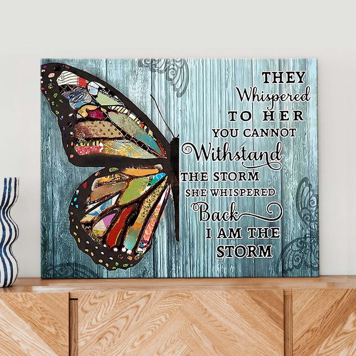 Inspirational Canvas Wall Art I Am The Storm" | Rustic Farmhouse Decor, Ready-to-Hang Framed Art for Bedroom, Office, Dorm, Meditation Nook | Handmade in USA, Premium Pine Frame