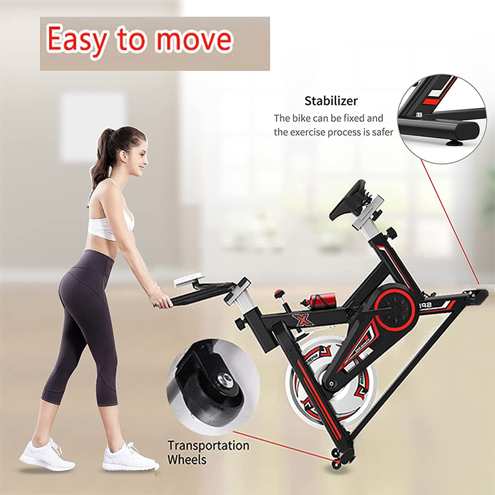 SKONYON Exercise Bike Stationary Indoor Cycling Bike Heavy Duty Flywheel Bicycle for Home Cardio Workout - image 4 of 9