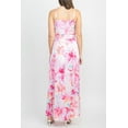 thumbnail image 3 of Tahari ASL V-Neck Spaghetti Strap Tie Waist Zipper Back Multi Print Slit Side Satin Dress-BLUSH / XS, 3 of 4