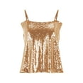 thumbnail image 4 of Mrat Ladies Tank Tops Fashion Women Solid Color Sequin Round-Neck Camisoles T-Shirt Tops Camisoles for Women S-35 Gold XXL, 4 of 7