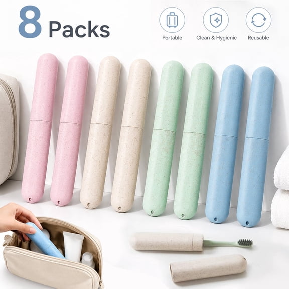 Ustris 8 Packs Travel Toothbrush Case, Breathable Holders, Portable for Traveling, Camping, Home, School, Business