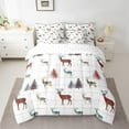 thumbnail image 2 of Homewish Boys Girls Jungle Safari Deer Bedding Comforter Set 7 Pieces,Geometric Plaid Grid Full Bedding Set Lightweight,Woodland Wildlife Fitted Sheet Flat Sheet,Breathable Home Decor,Reversible, 2 of 8