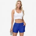 thumbnail image 5 of Women's Sequin Shorts Elastic Waist Sparkly Party Bottoms with Pockets - Small, Royal Blue, 5 of 6