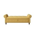 thumbnail image 6 of 63" Storage Ottoman Bench, End of Bed Button Tufted Ottoman Bench, Rolled Armed Ottoman Couch Long Bench for Bedroom, Living Room, End of Bed, Hallway, YELLOW, 6 of 7