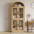 thumbnail image 2 of 71.4” Tall Arched Bookshelf,Modern Farmhouse Bookcase with Glass Doors,Wooden Display Cabinet 15.83in Depth Display Storage Shelves Rounded Bookcases Versatile Bookshelf for Living Room,Bedroom, 2 of 9