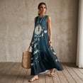 thumbnail image 3 of Xixirimido Moon Cherry Blossom Print Women Casual Dresses Maxi Summer Sundress Sleeveless Loose Fit A Line Long Dress with Pockets Beach Vacation Outfits, Size L, 3 of 7