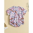 thumbnail image 3 of Spewahor Baby Girls Boys Summer Romper Short Sleeve Baseball Hat Gloves/Baseball Floral Print Playsuit, 3 of 9