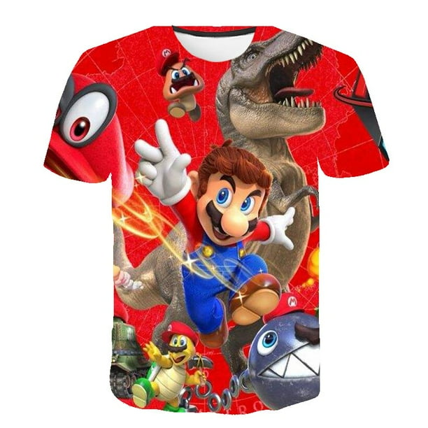 Camiseta con estampado de Super Mario Bros para ninos y ninas ropa de juego clasico divertida de manga corta qym unisex Bodega Aurrera en linea