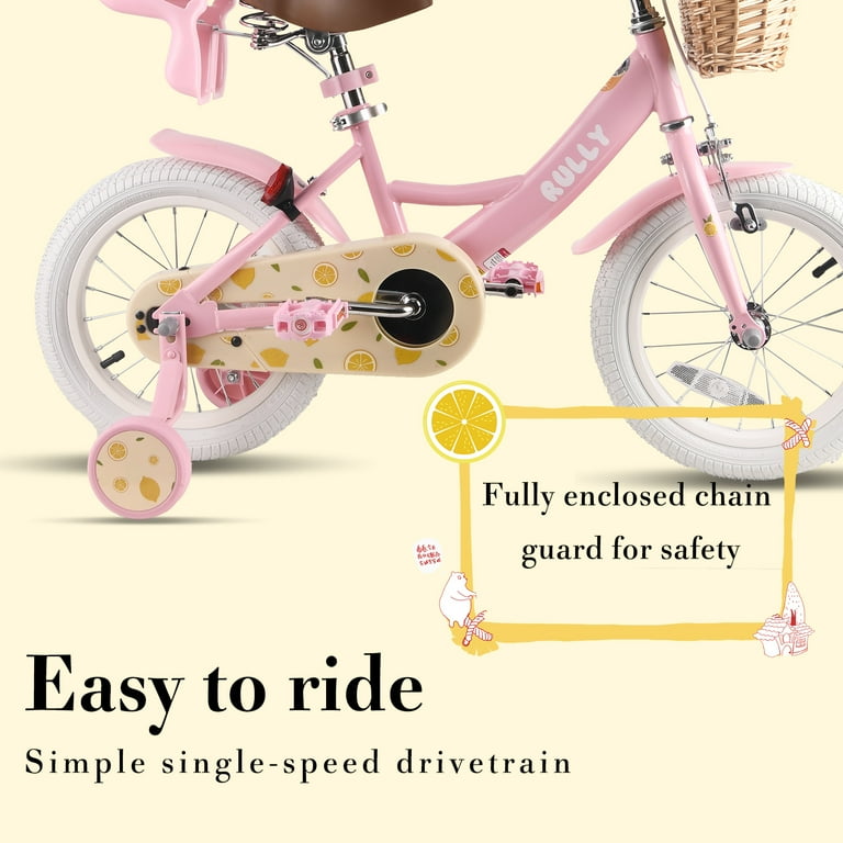 RULLY Lemon Kids Bike 14 Inch Bicycle for Girls Ages 3 4 5