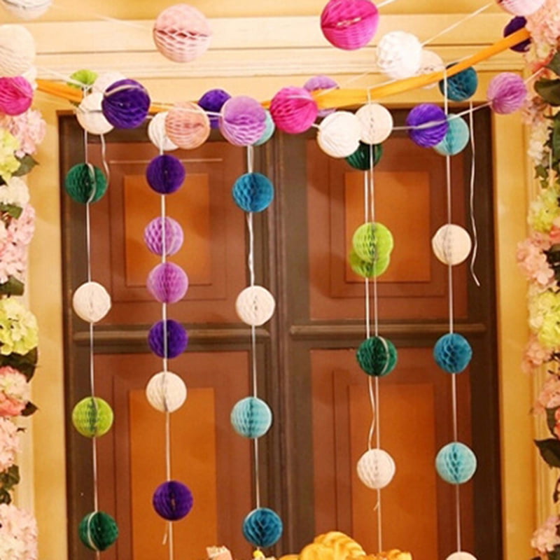 5Pcs Paper Honeycomb Balls Tissue Pom Lantern Party Wedding Hanging Decoration 