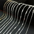 thumbnail image 3 of HOOUN 925Silver Gold Chain Women Men 16-30inch Chic Necklace Jewelry Gift 5pc/set Lot-5pcs Curb Flat Chain-24, 3 of 5