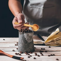 Wooden Coffee Scoop for Ground Beans & Tea | Long Handle Measuring Spoon for Kitchen & Travel | Beechwood Stirring Utensil for Coffee, Milk Powder, Oatmeal & Spices | 1-Piece Set