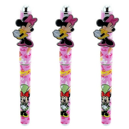 3 Minnie Mouse Authentic Licensed Roller Pens Light Pink Color ( 3 Pens ...