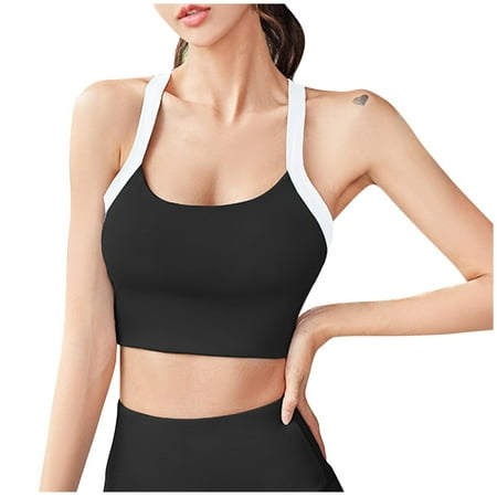 ATOYSOY Women s Everyday Bra Sports Bra Yoga Running Activewear Thin Lightly Slim Basic Tank Tops Colorblock Bralette Underwear Clearance Comfort Bra Push Up Breathable Black S