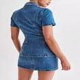 thumbnail image 3 of LYMAYTER Women's Denim 2 Piece Set Casual Short Sleeve Button Down Tops and High Waist Skirt Outfit, 3 of 8
