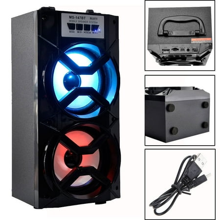 Powerful Outdoor Wireless LED Dual Horns LoudSpeaker Soundbox Subwoofers MP3 Player Indoor Outdoor Dance Protable USB TF AUX FM Radio Handheld For Cellphone U-disk PC
