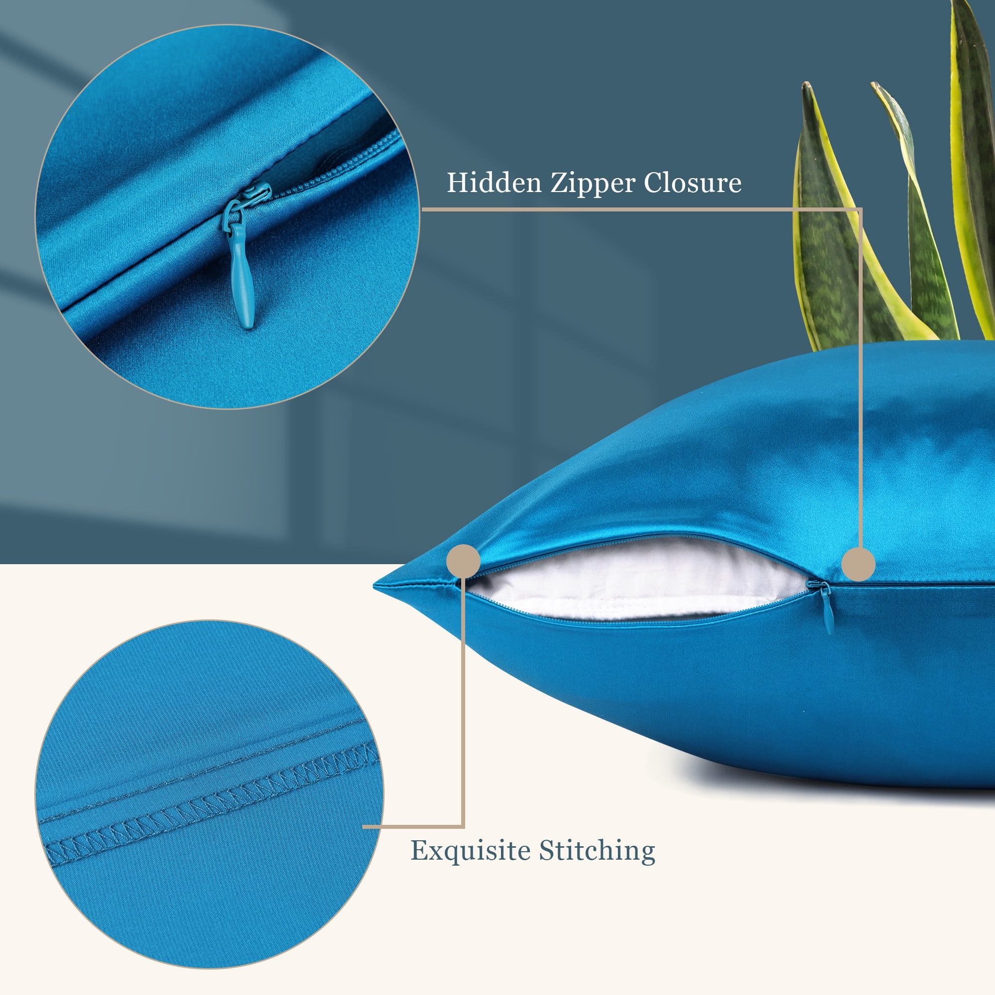 Unique Bargains 100% Luxury Silk Solid Bed Pillowcase, 1 Piece,  Peacock Blue