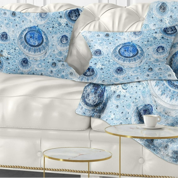 Designart Light Blue Fractal Exotic Planet - Abstract Throw Pillow - 12x20