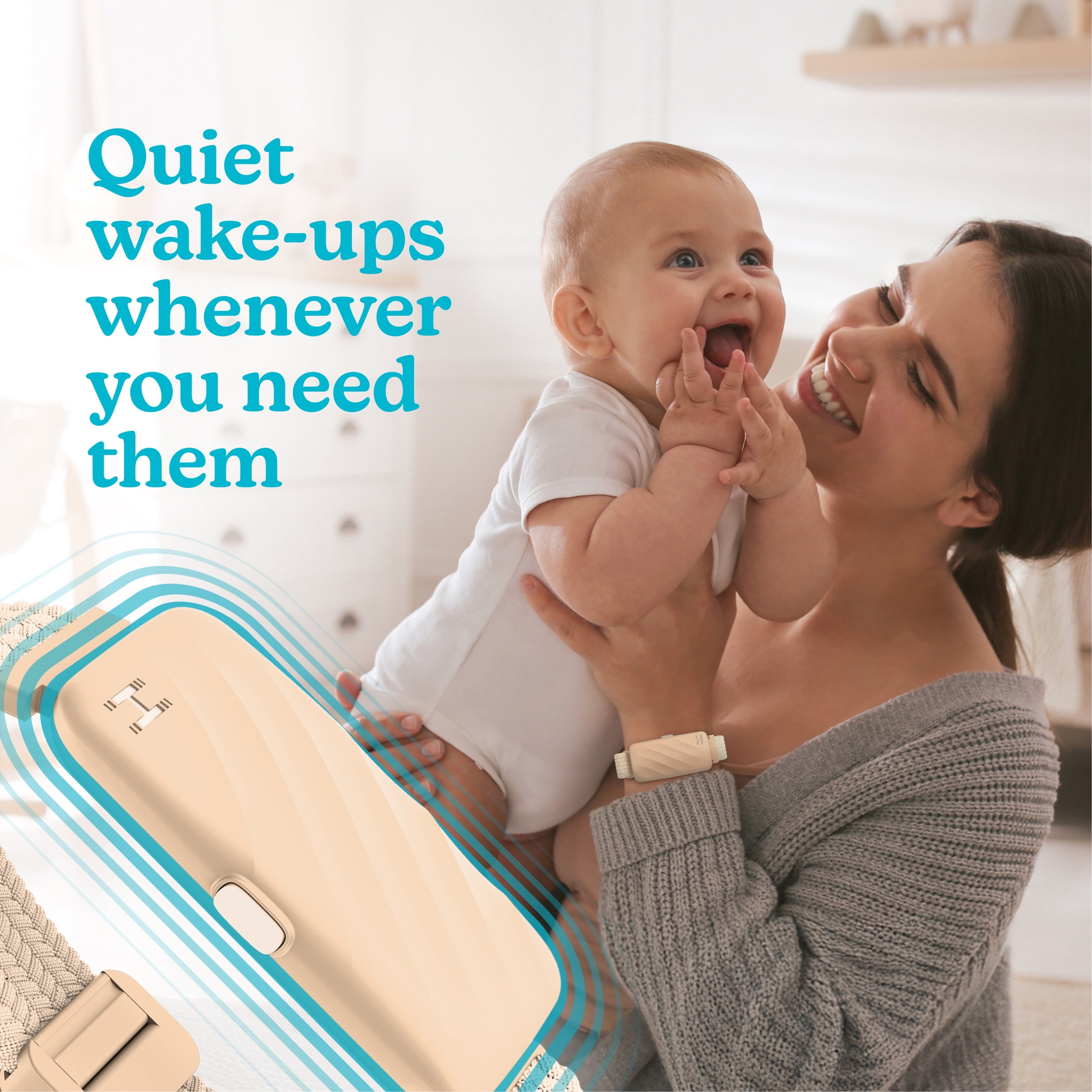 Homedics WakeBand Wearable Silent Alarm, Cream