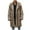 Khaki, variant on Alkepwun Mens Warm Faux Furry Long Coat Jacket Winter Solid V-neck Outerwear