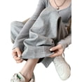 thumbnail image 2 of Women Sweatpants Wide Leg Drawstring Workout Casual Baggy Pants High Waist Light Gray L, 2 of 10