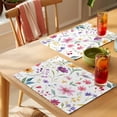 thumbnail image 4 of Placemat Set of 6 Pink Purple Flowers Leaf Placemats for Dining Table Watercolor Plant Washable Table Mats for Kitchen and Party Decor Indoor & Outdoor Use, 4 of 8