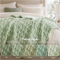 thumbnail image 3 of JERFIT Sage Green Faux Fur Throw Blanket, Plush Ruched and Faux Mink Reversible Design, 50x60 Inch Luxe Accent Throw for Couch, Bed, or Decor, 3 of 10