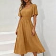 thumbnail image 5 of Levmjia Flowy Midi Dresses for Women V Neck Short Sleeve Polka Dot Dress Summer Casual Fashion Loose Fit Swing Party Beach Vacation, 5 of 6